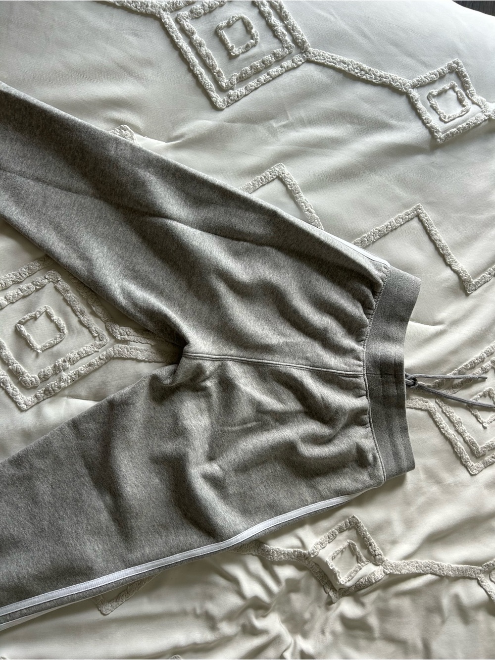adidas Light Gray Joggers with White 3-Stripes - Picture 9 of 10